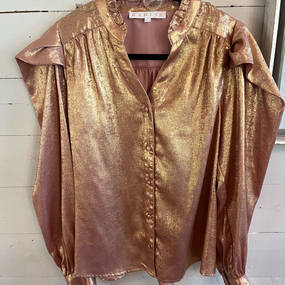 Karlie Women's Metallic Gold Blouse